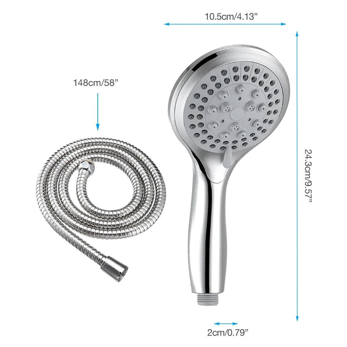 High Pressure Shower Head 5 Settings Handheld Shower Heads Spray with 5 FT Hose