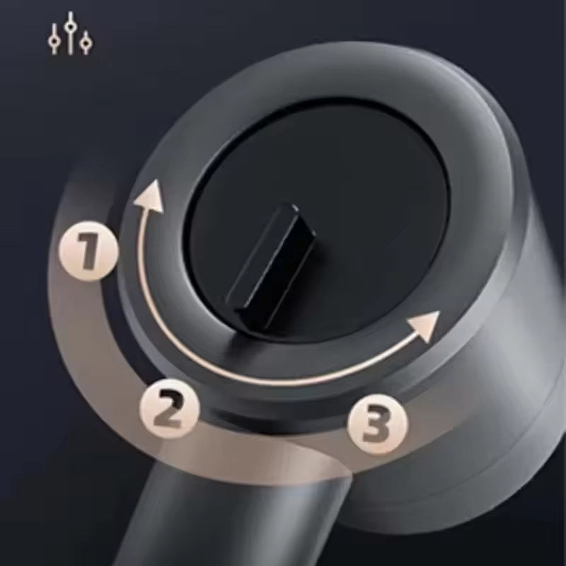 Spray-mode dial on the back of the shower head