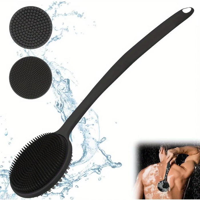Double-Sided Silicone Back Scrubber with Long Handle