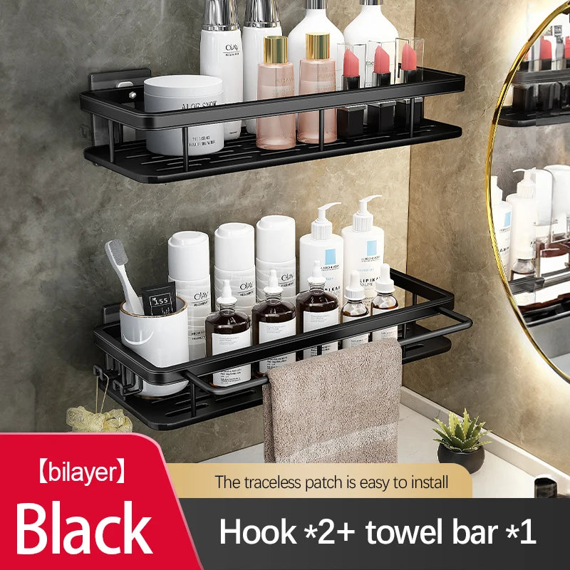 Bathroom Storage Rack Stainless Steel anti Rust Storage Shower Rack Suction Cup Storage Rack Household Storage Appliances