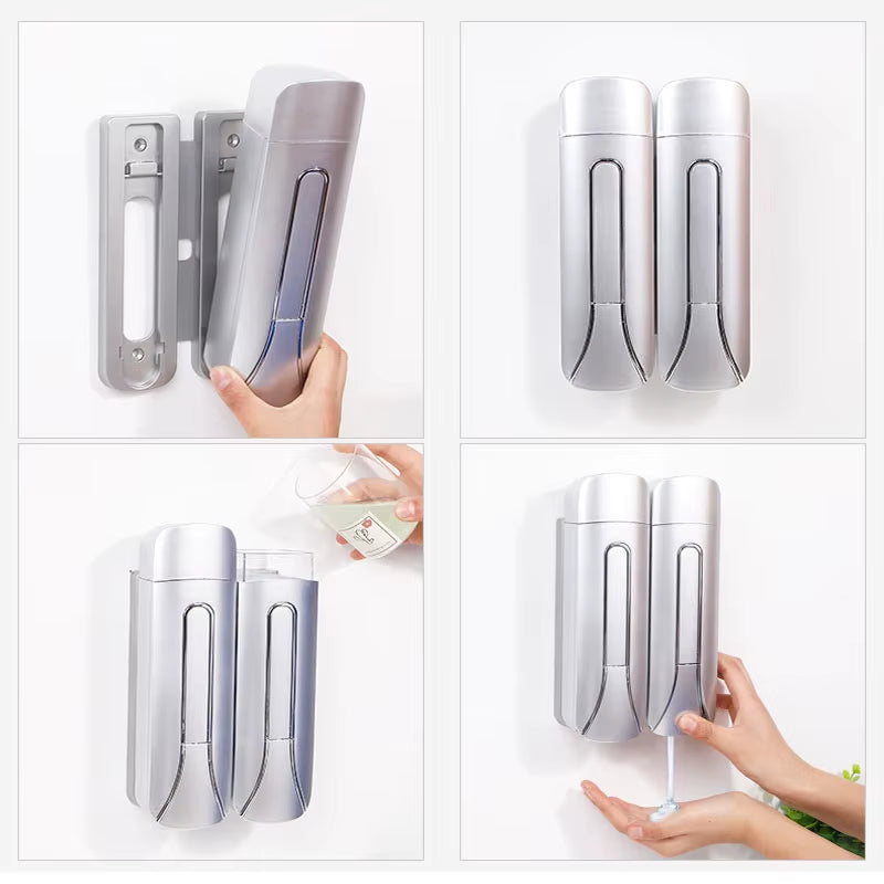 Wall-Mounted Soap Dispenser Manual Press Hand Sanitizer Shampoo Shower Gel Soap Dispenser Lotion Container Bathroom Accessories