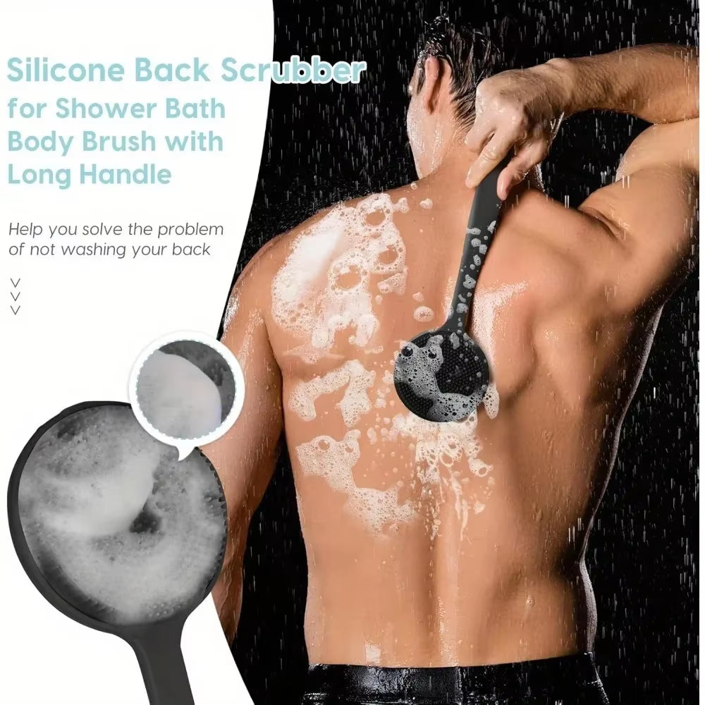 Double-Sided Silicone Back Scrubber with Long Handle