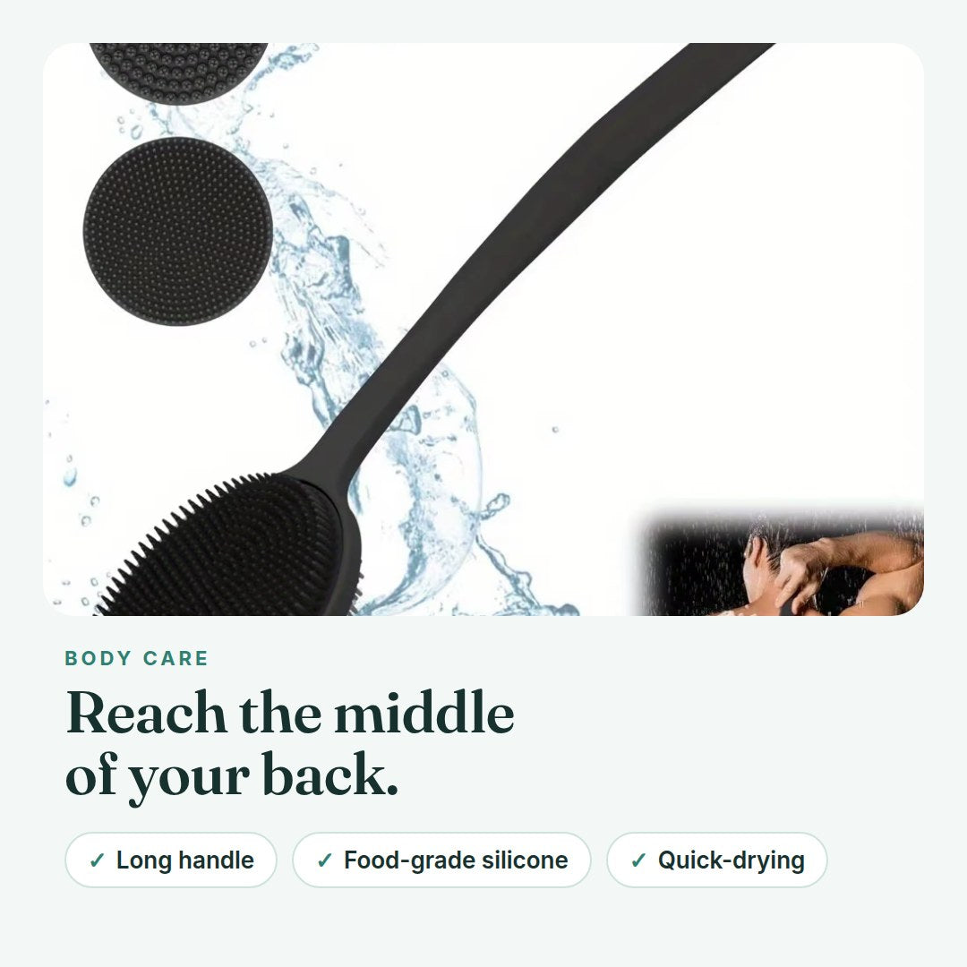 Silicone back scrubber with long handle — overview