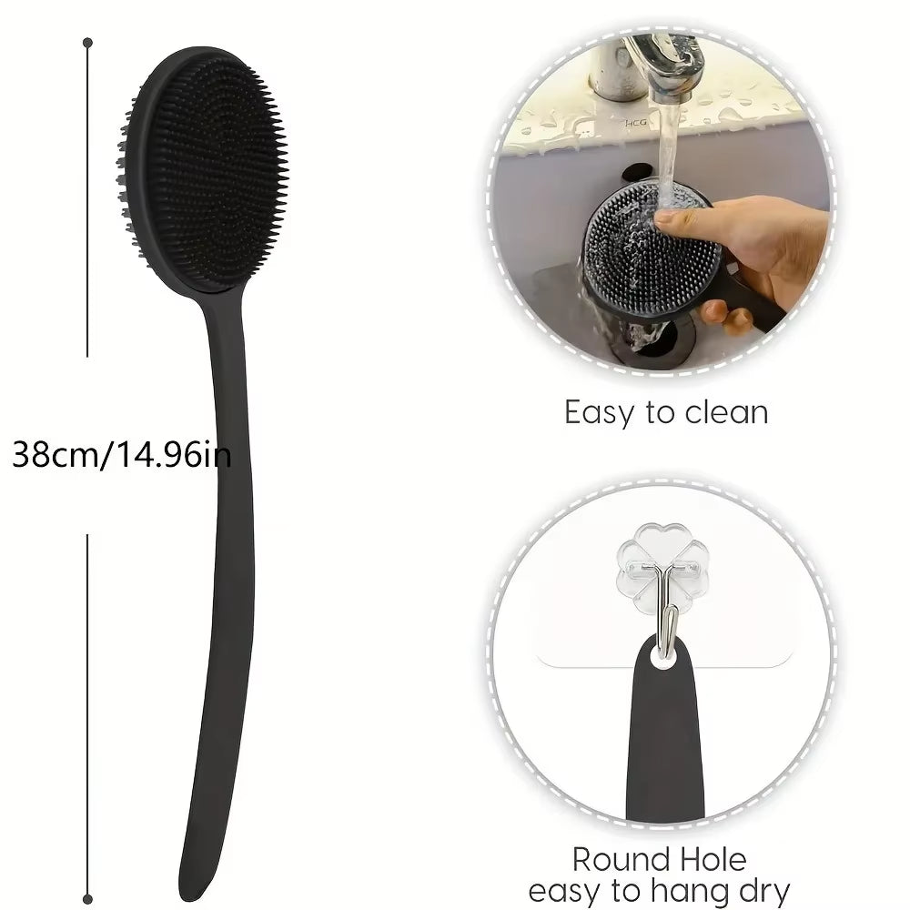 Double-Sided Silicone Back Scrubber with Long Handle