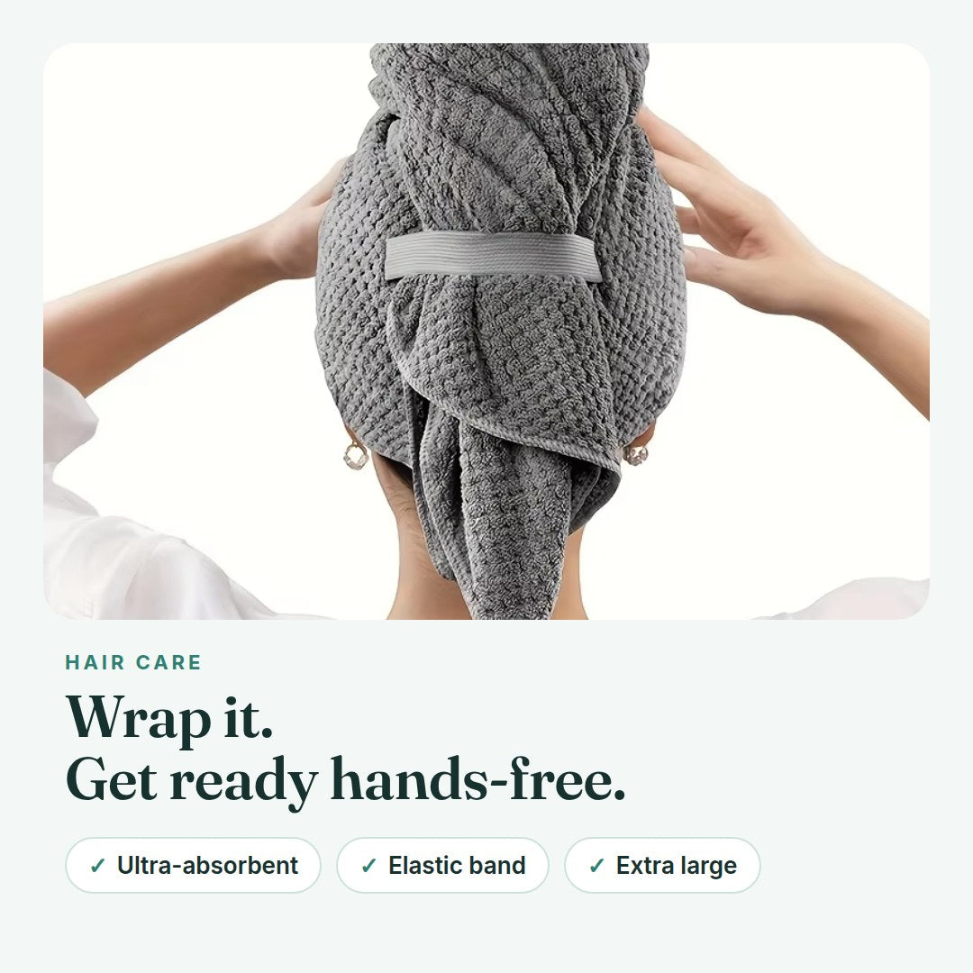 Microfiber hair towel turban — overview