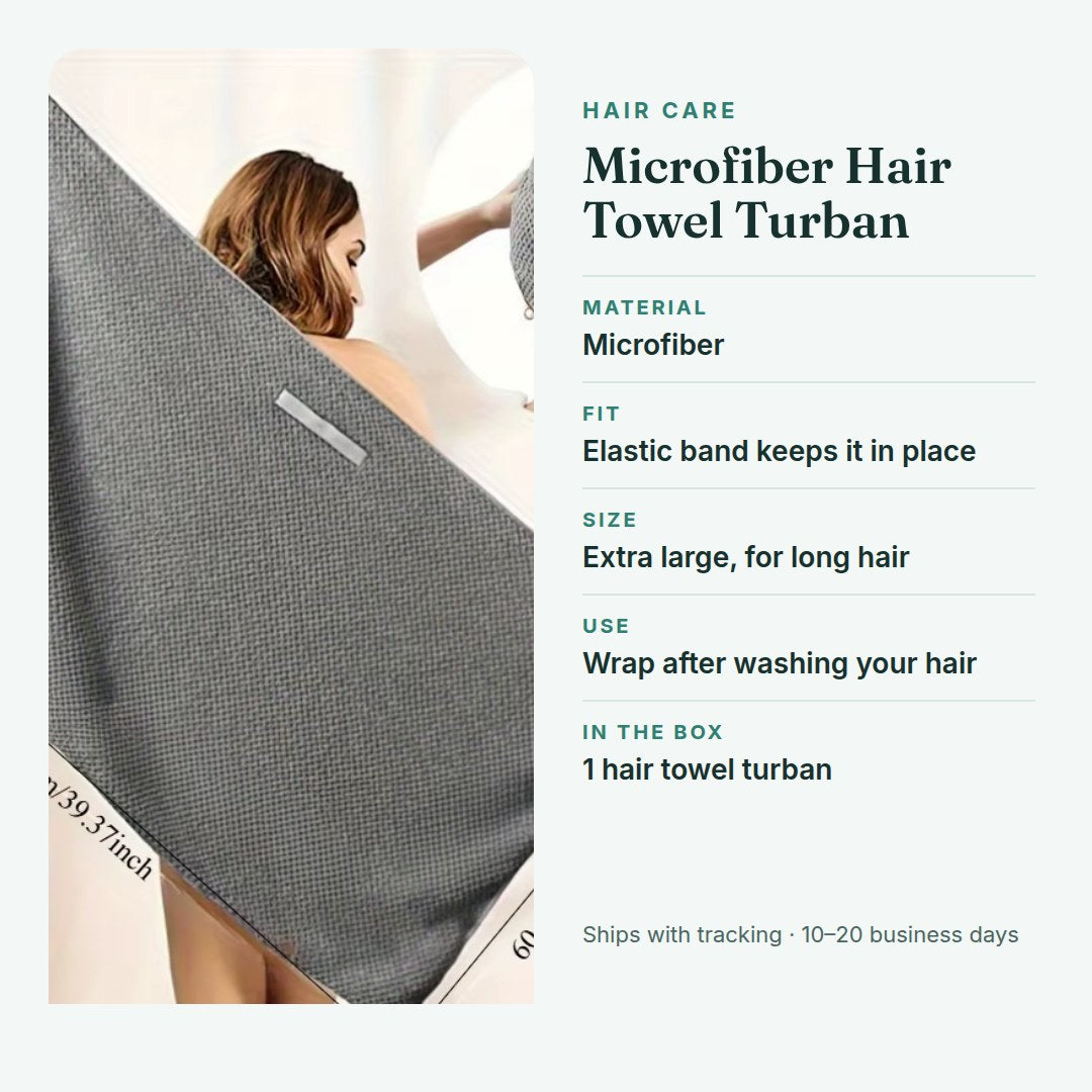 Microfiber hair towel turban — details